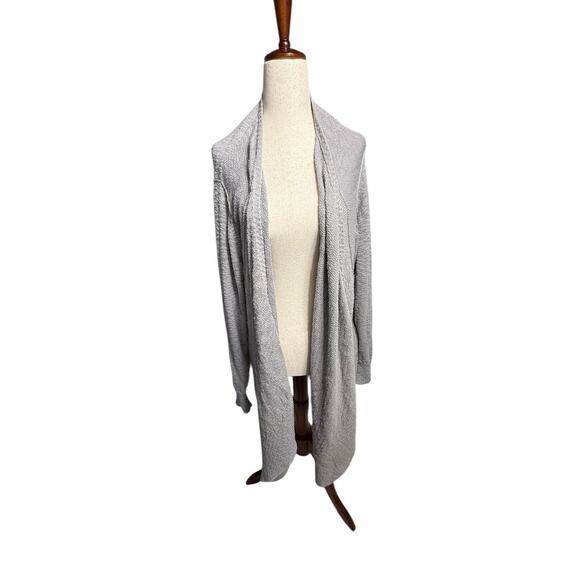 Eileen Fisher Woman 2X Organic Cotton Open Draped Cardigan Gray Textured Knit - Picture 5 of 10
